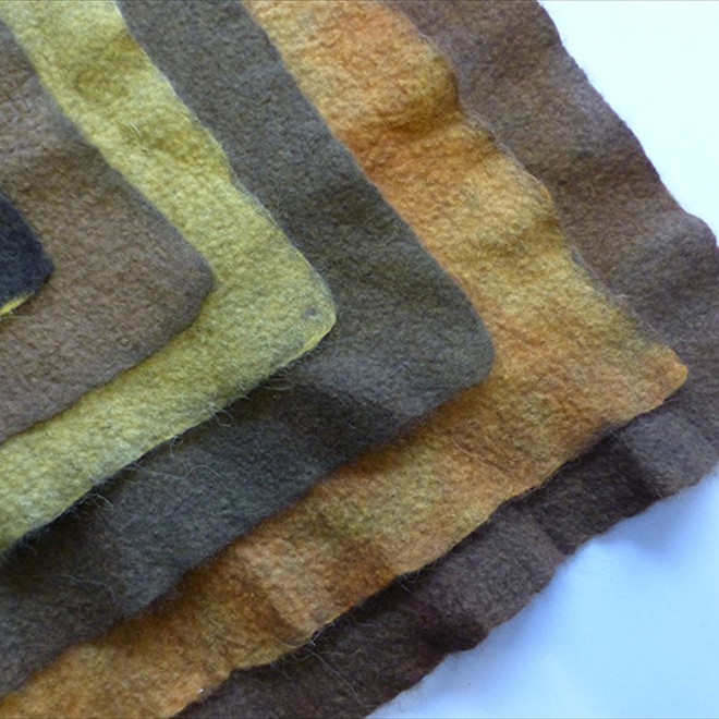 Fabrics hand-dyed in yellow
